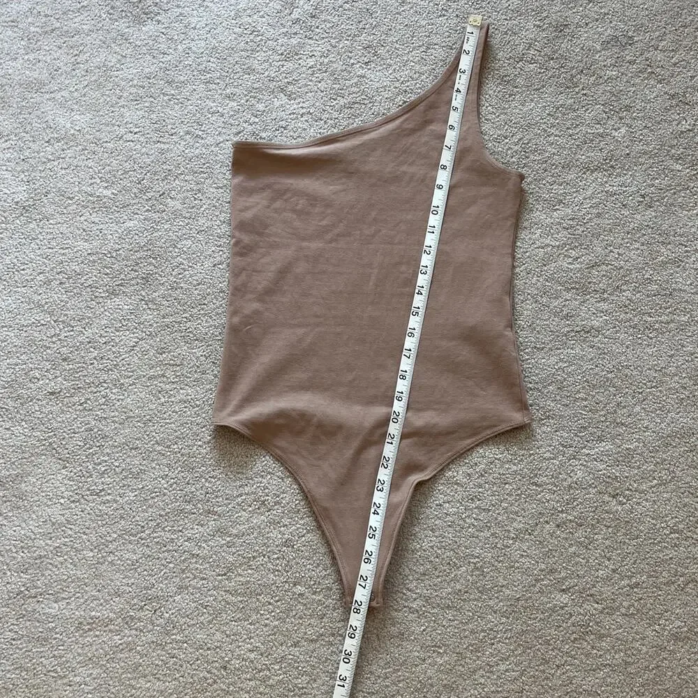 Abercrombie & Fitch Womens Soft A&F Beige One Shoulder Bodysuit Size Medium - Picture 7 of 7